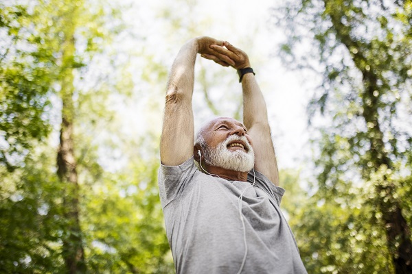 Senior man stretching