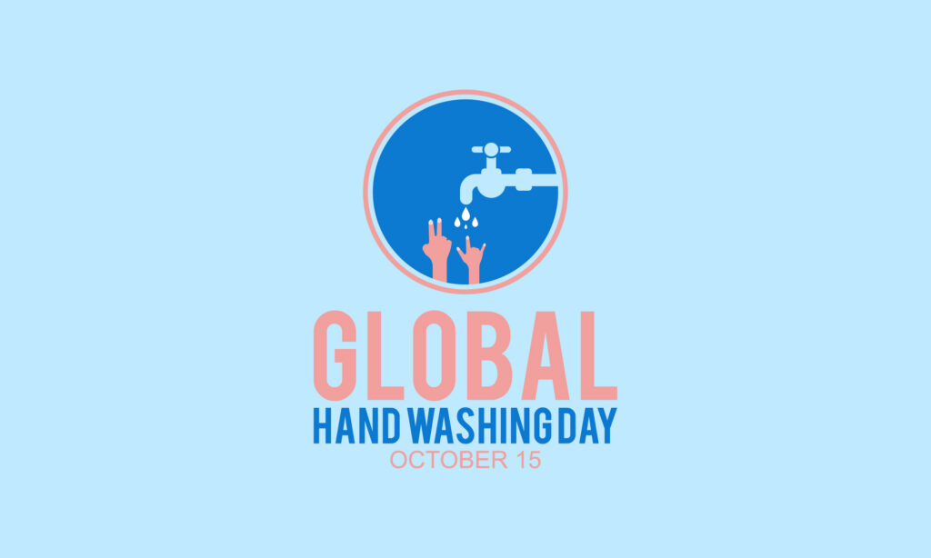 Global handwashing day banner design with white background. Vector template